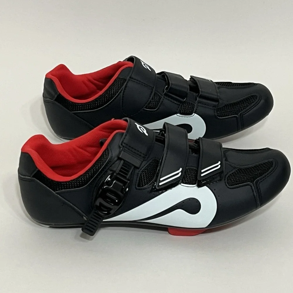 Peloton Cycling Bike Shoes Black Red Size 43 Unisex Men Size 10 / Women Size 12
